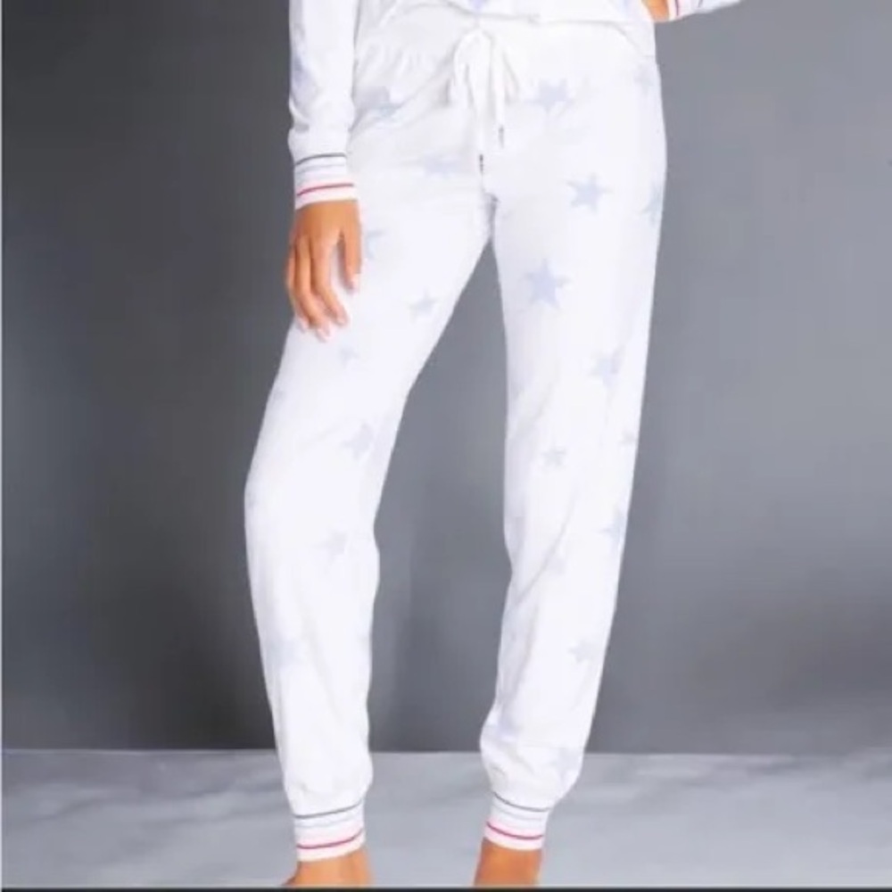 PJ SALVAGE Silky Velour Jam Pajama Pants, Cloud, Sz Medium